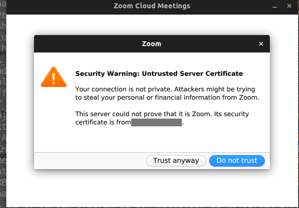 Zoom: Untrusted Server certificate